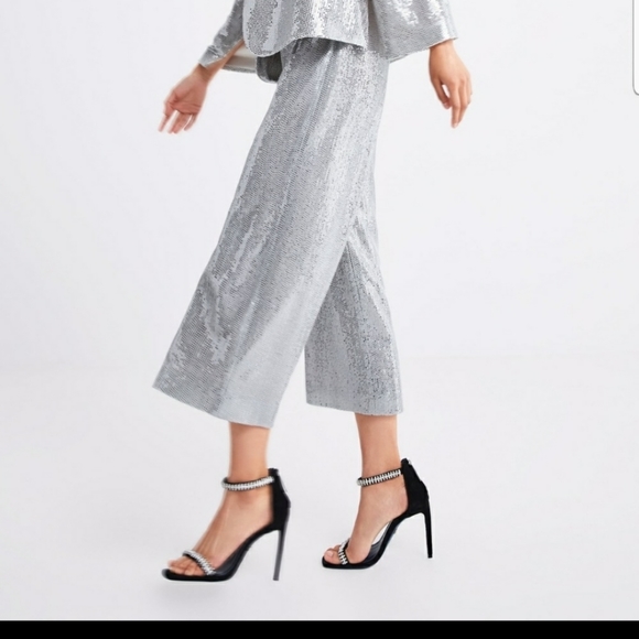 Zara sequined silver pants XS - Picture 2 of 8